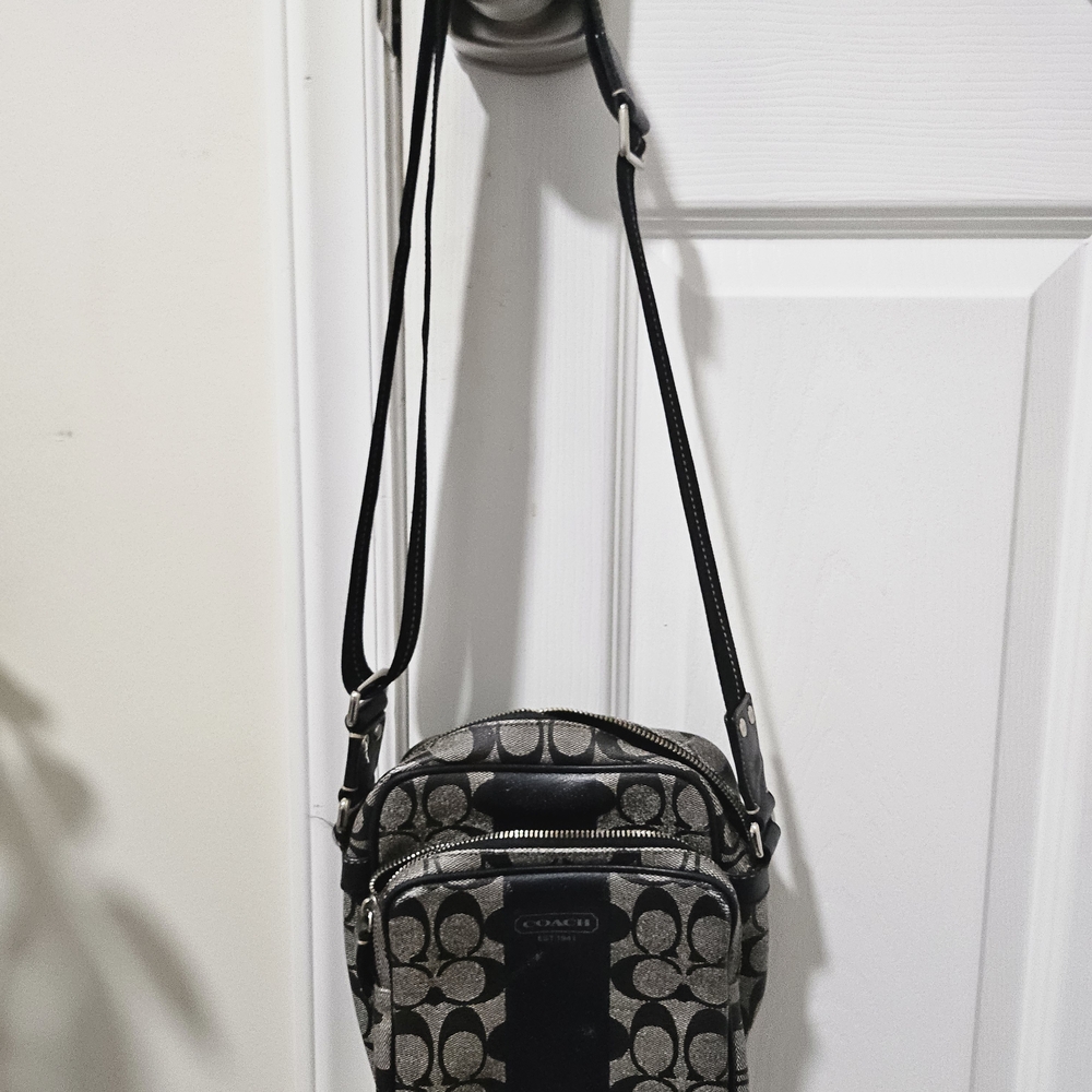Coach Black and Gray Signature Crossbody